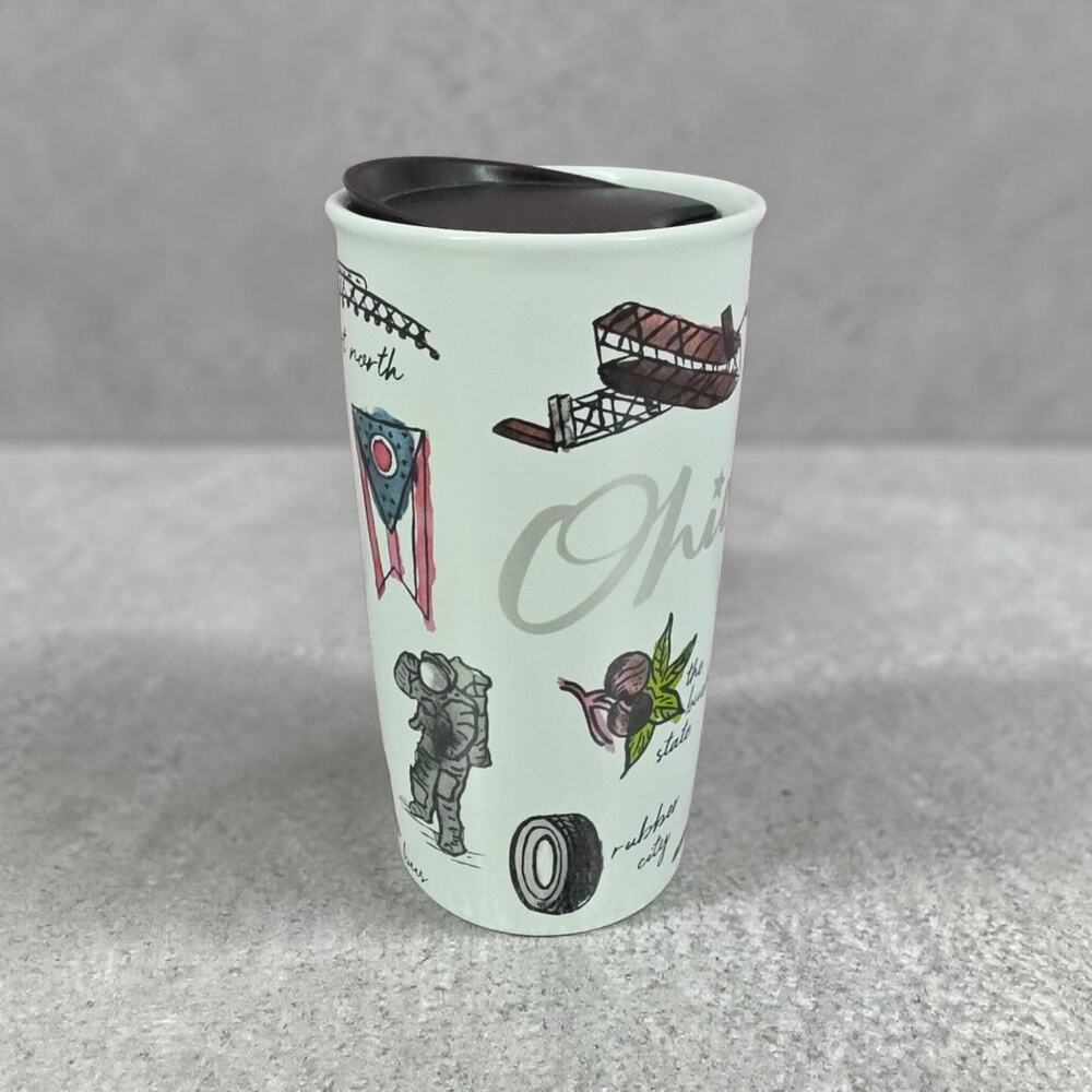 Starbucks Tumbler Ceramic W/ Lid Limited Edition Buckeyes  12fl oz NEW